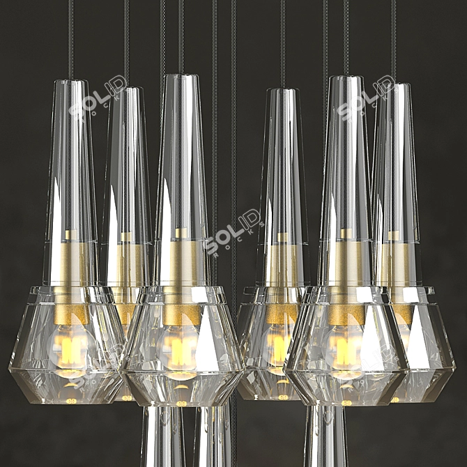 Elegant Bronze Chandelier & Sconces 3D model image 2