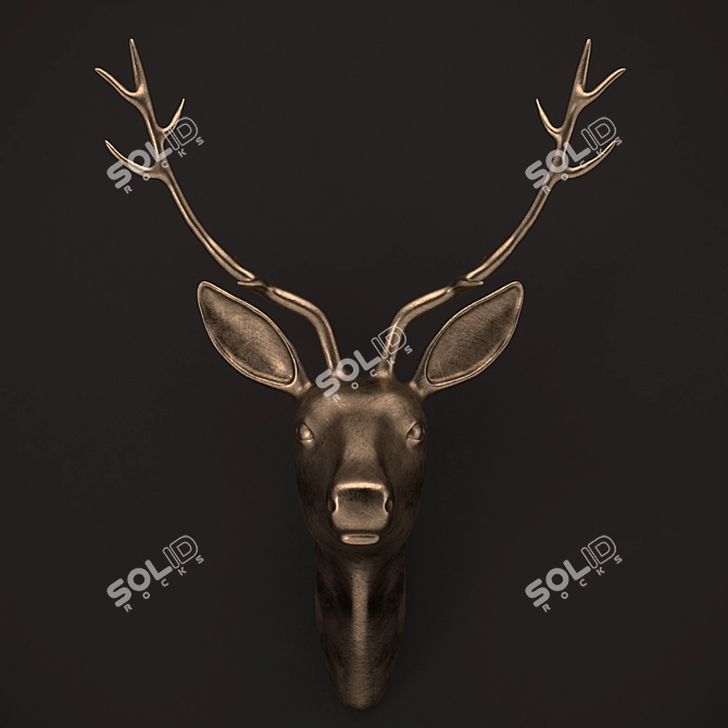 Elegant Deer Head Sculpture 3D model image 1