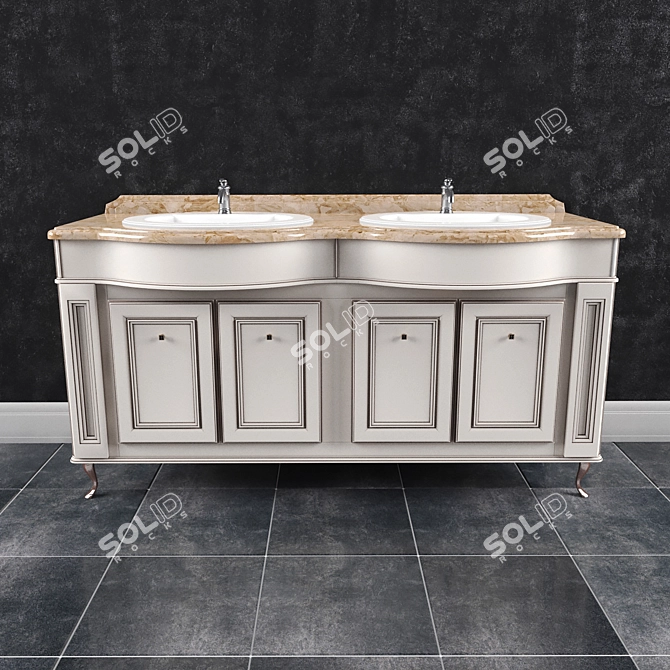 Caprigo Fresco 160 Double Sink Cabinet 3D model image 1