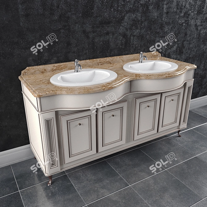 Caprigo Fresco 160 Double Sink Cabinet 3D model image 2