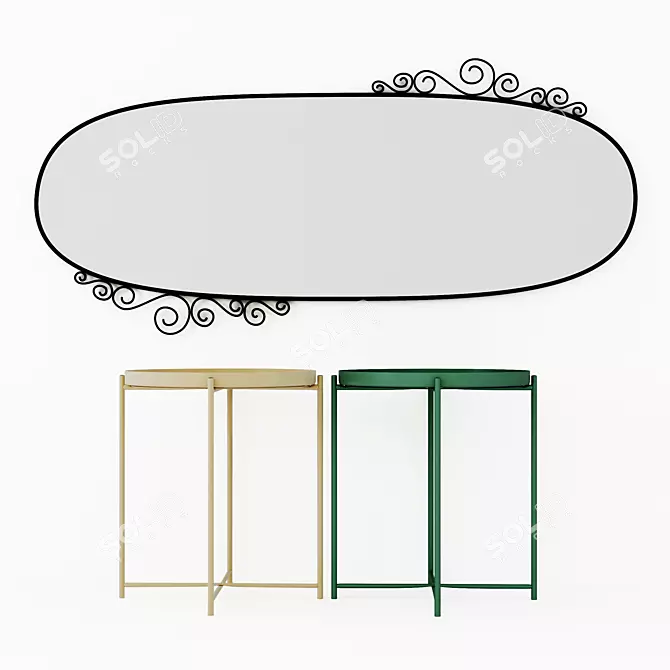 Elegant Gladio Serving Table with EKNE Mirror 3D model image 1