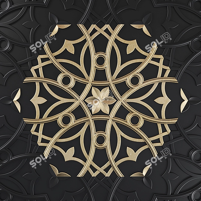 Intricate Arabic Wall Panel - Ornamental Décor for Walls 3D model image 3