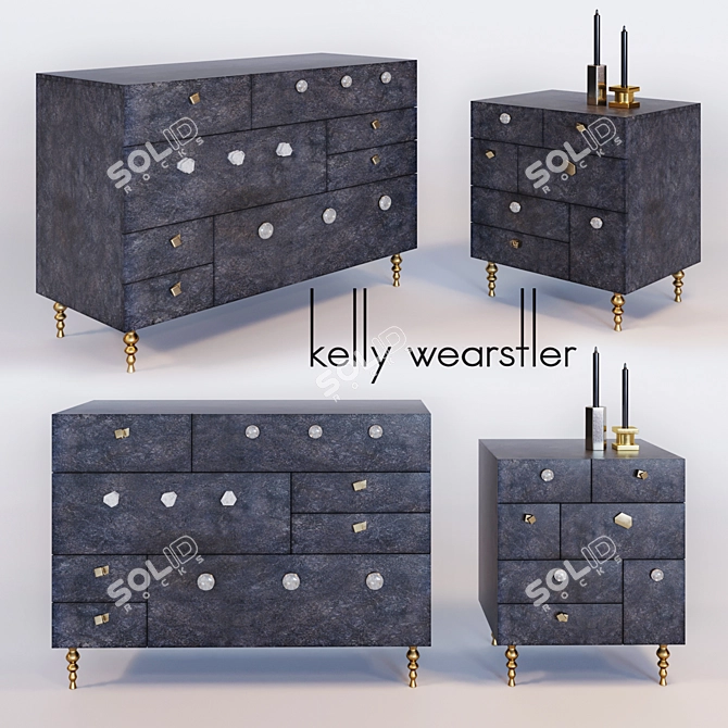 Elegant Kelly Wearstler Chest & Nightstand 3D model image 1