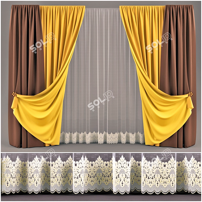 Magnetic Tieback Curtains 3D model image 1