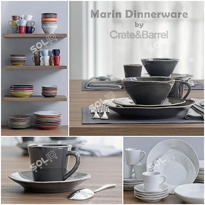 Elegant Marin Dinnerware Set 3D model image 1