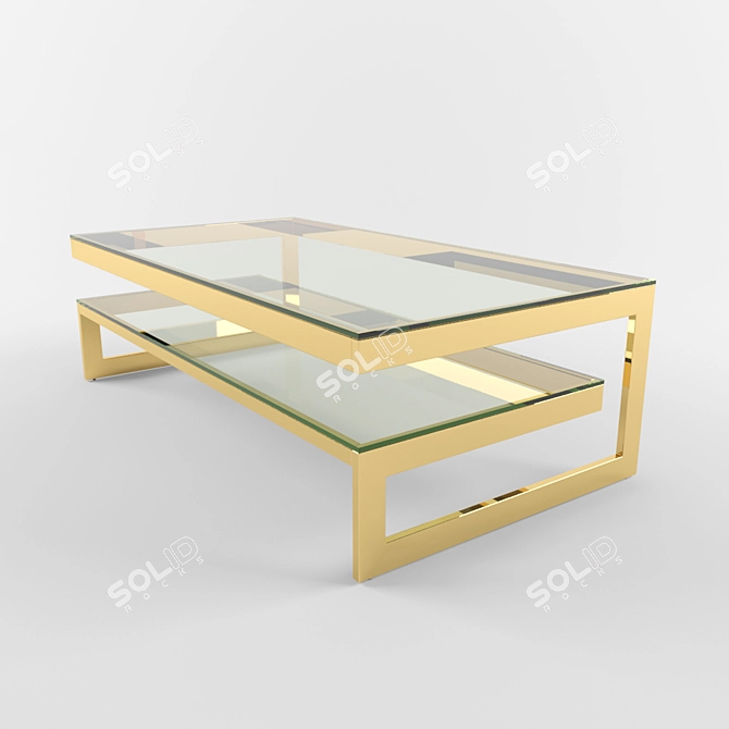 Gamma Coffee Table: Gold & Glass 3D model image 1