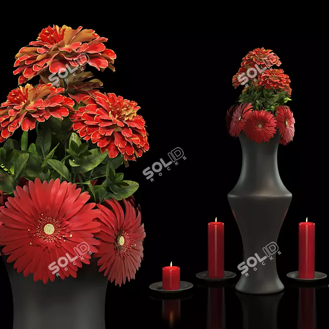  Vibrant Red Floral Bouquet 3D model image 1
