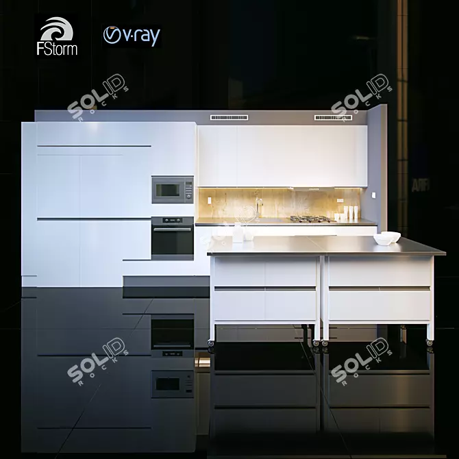 Sleek Kitchen Design: 3DSMax Files 3D model image 1