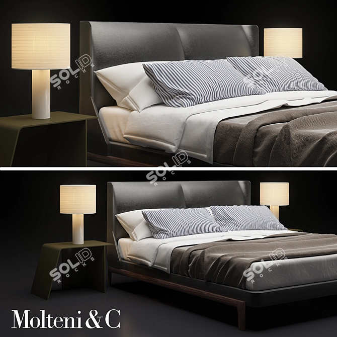 Modern Double Bed by Molteni 3D model image 1