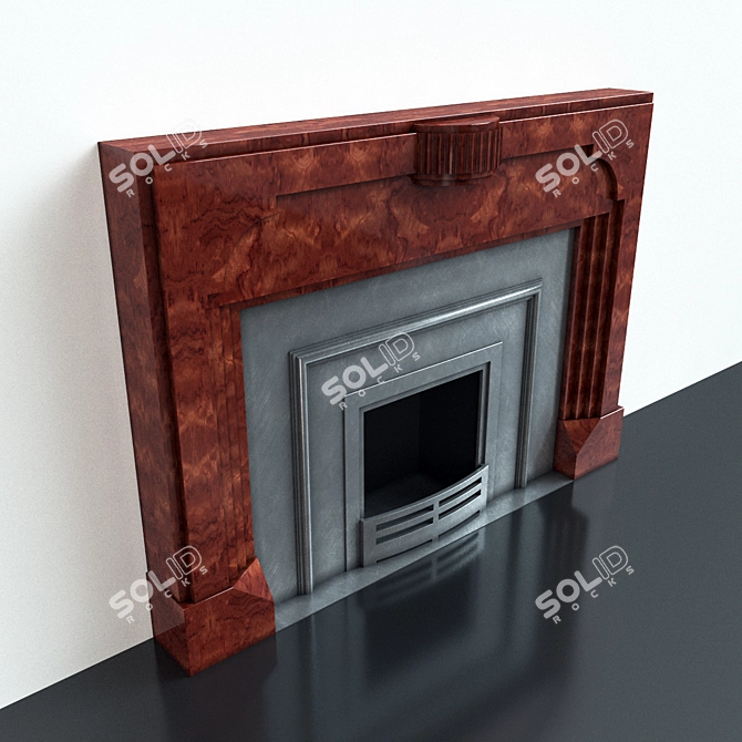 19th Century American Wooden Fireplace 3D model image 3