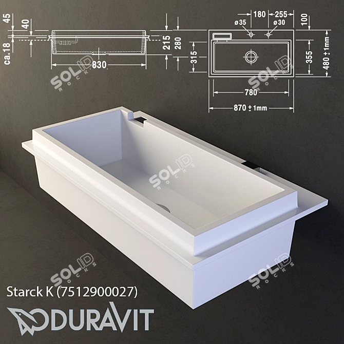 Slim Starck K Washbasin: Elegant and Functional 3D model image 1