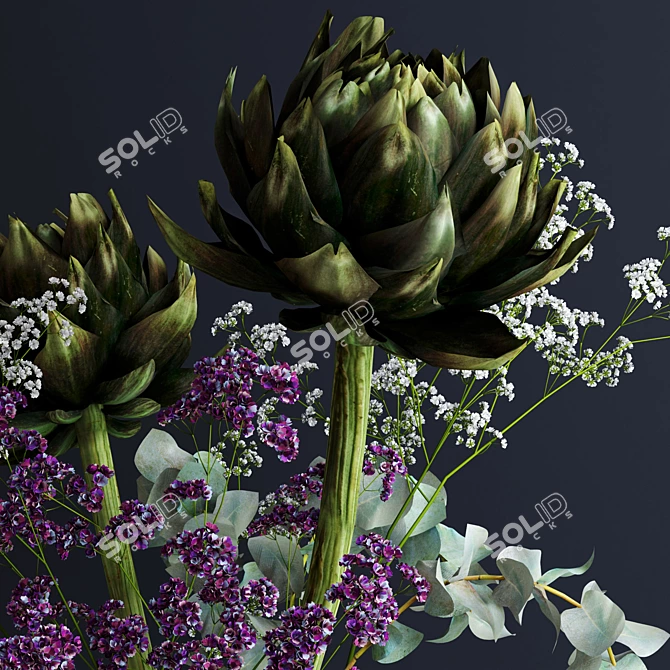 Elegant Pink and White Bouquets 3D model image 2