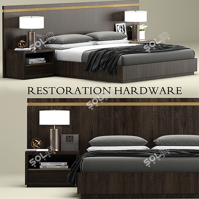 Luxurious RH Bezier Bed 3D model image 1