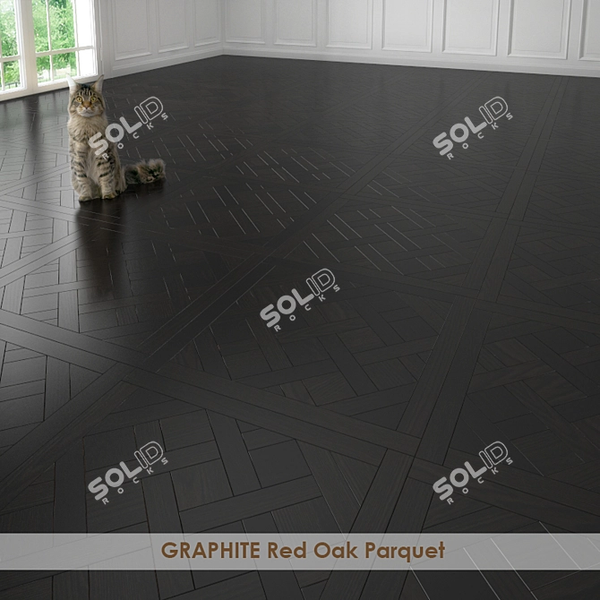 GRAPHITE Red Oak Parquet | 3D Models | Multiple Styles | Vray & Corona Materials 3D model image 2