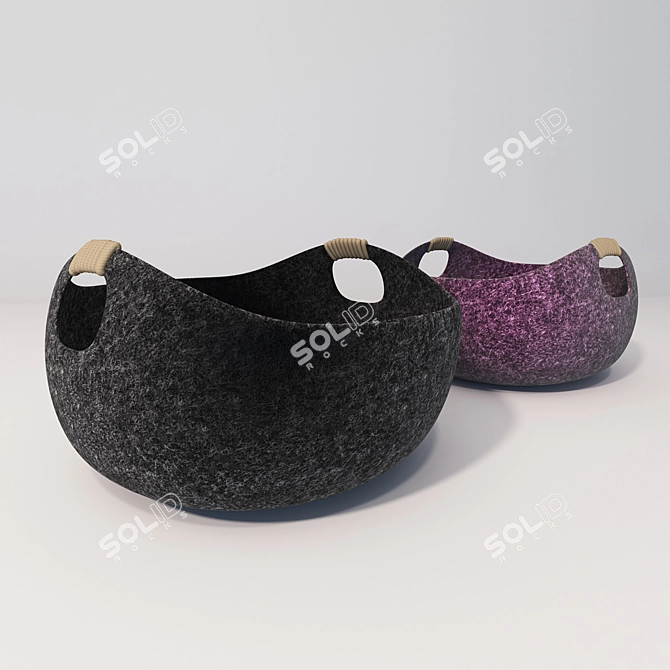 Felt cat basket 3D model image 1