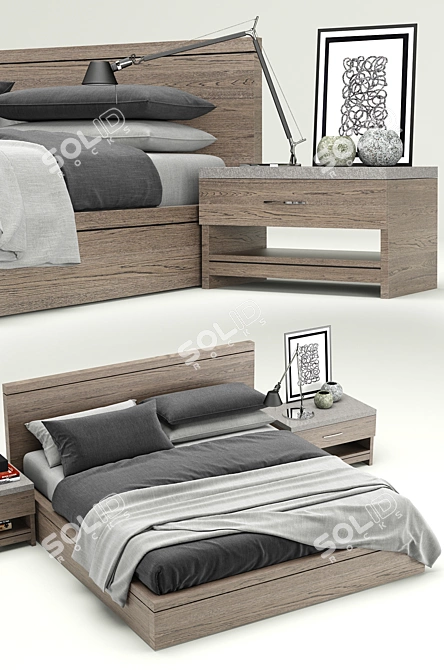 Sleek RH Modern Meade Bed 3D model image 2