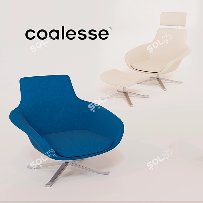 Swivel Lounge Chair with Headrest 3D model image 1