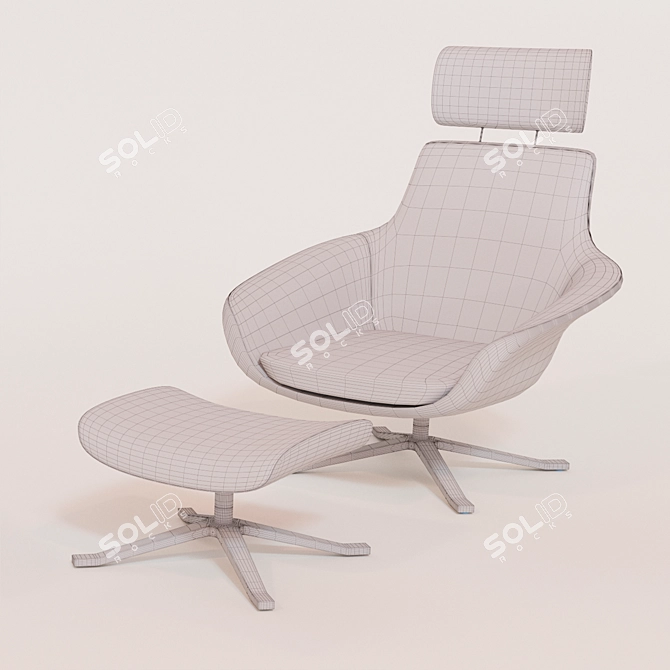Swivel Lounge Chair with Headrest 3D model image 3