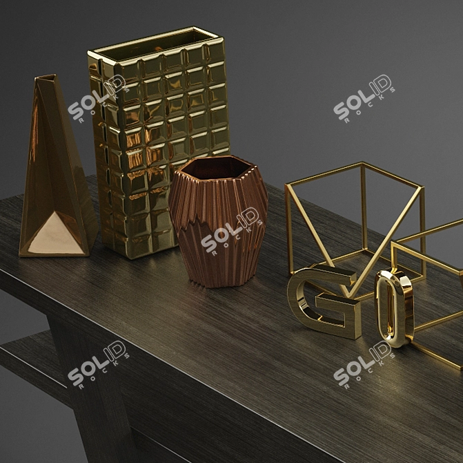 Gilded Elegance: 18 Decorative Pieces & 3 Designer Furniture 3D model image 3