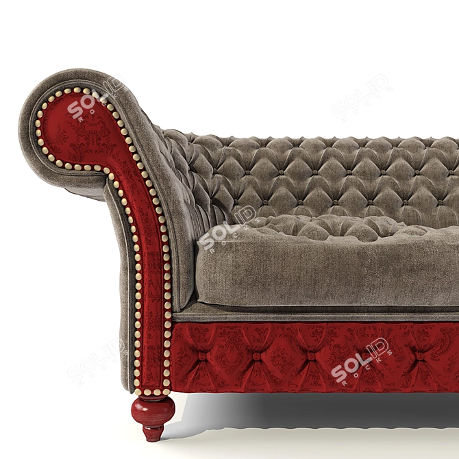 Elegant Velvet Divan Chesterfield 3D model image 2