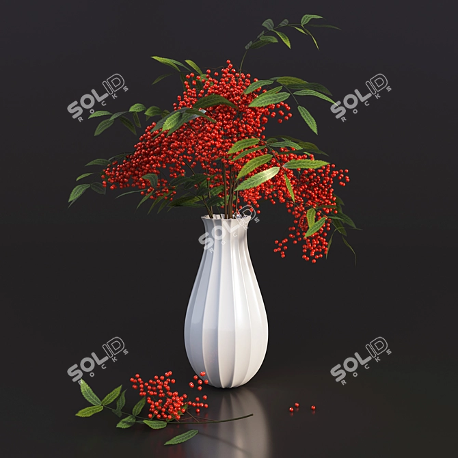 Title: Rowan Blossom in a Vase 3D model image 1