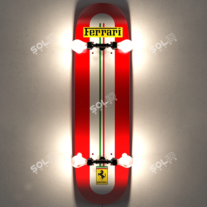 Skateboard Wall Lamp 3D model image 2