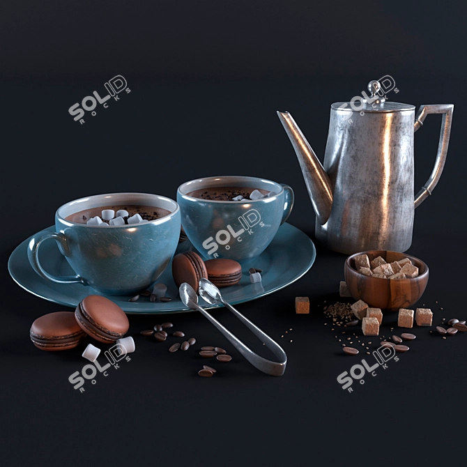 Cocoa Bliss: Deluxe Hot Chocolate Set 3D model image 1