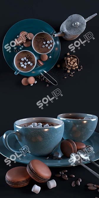 Cocoa Bliss: Deluxe Hot Chocolate Set 3D model image 2