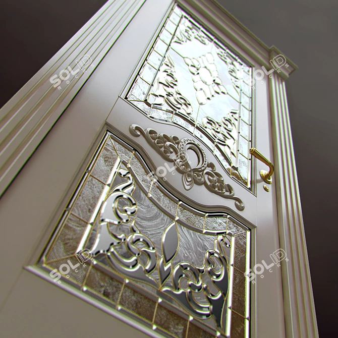 Elegant Vintage Glass Doors 3D model image 2