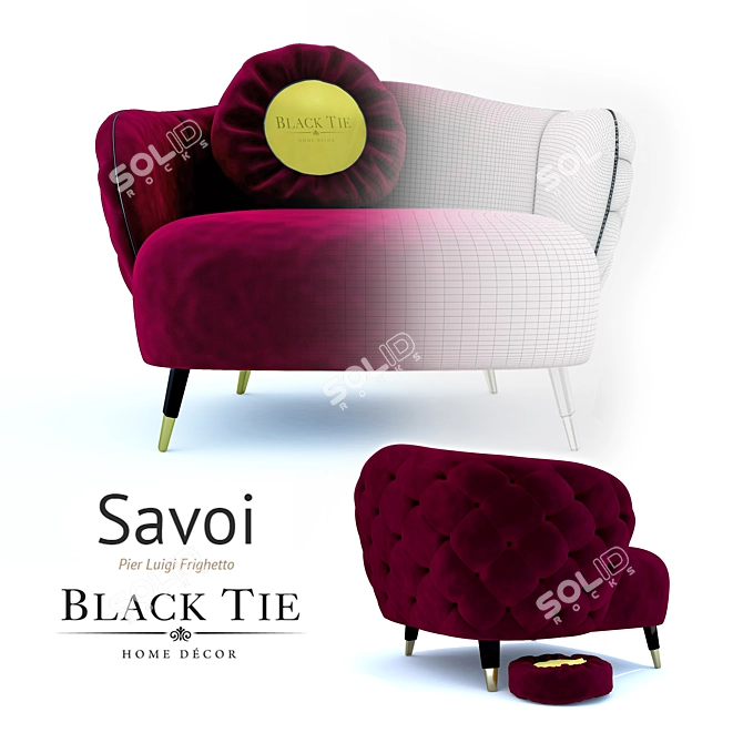 Black Tie Savoi Armchair | W 88 | D 82 | H 66 cm 3D model image 2