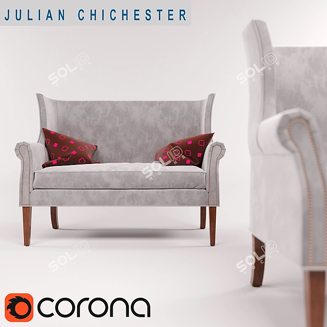 Vintage-Inspired Kelso Loveseat 3D model image 1