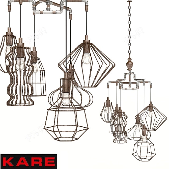 Industrial Wire Pendant Lamp 3D model image 1