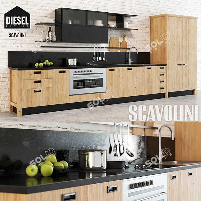 Modern 3D Scavolini Diesel Kitchen 3D model image 1