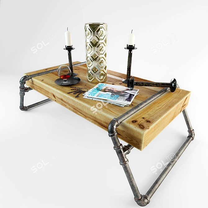 Loft Tube Table Set: Accessories Included 3D model image 1