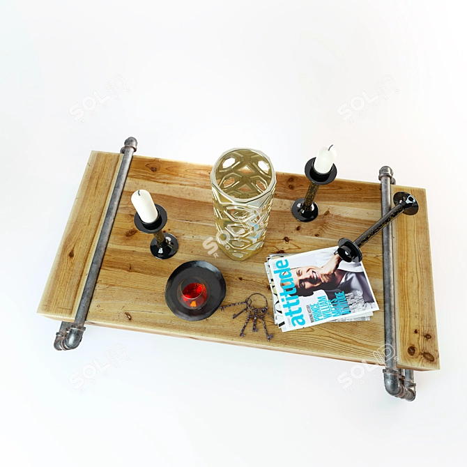 Loft Tube Table Set: Accessories Included 3D model image 2