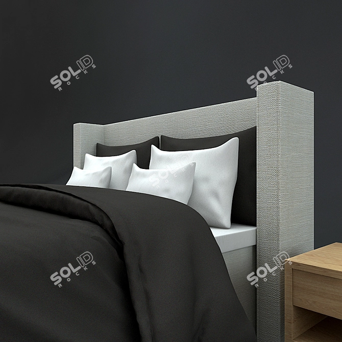 Modern Black Luxury Bed Set 3D model image 2