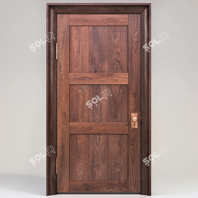 Wooden Entry Door 3D model image 1