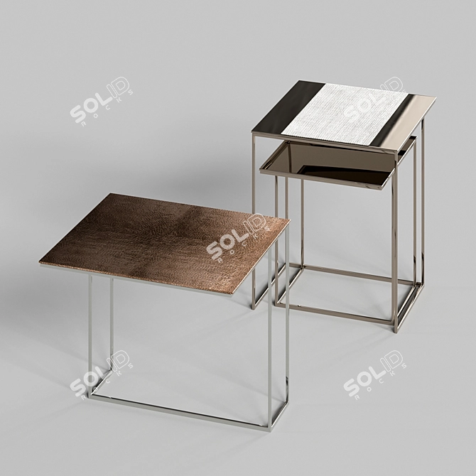 Modern Two-Piece Side Tables 3D model image 1