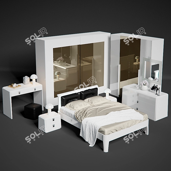 Serenissima Prisma Nero Bedroom Set 3D model image 1