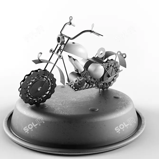 Vintage Motorcycle Sculpture 3D model image 1