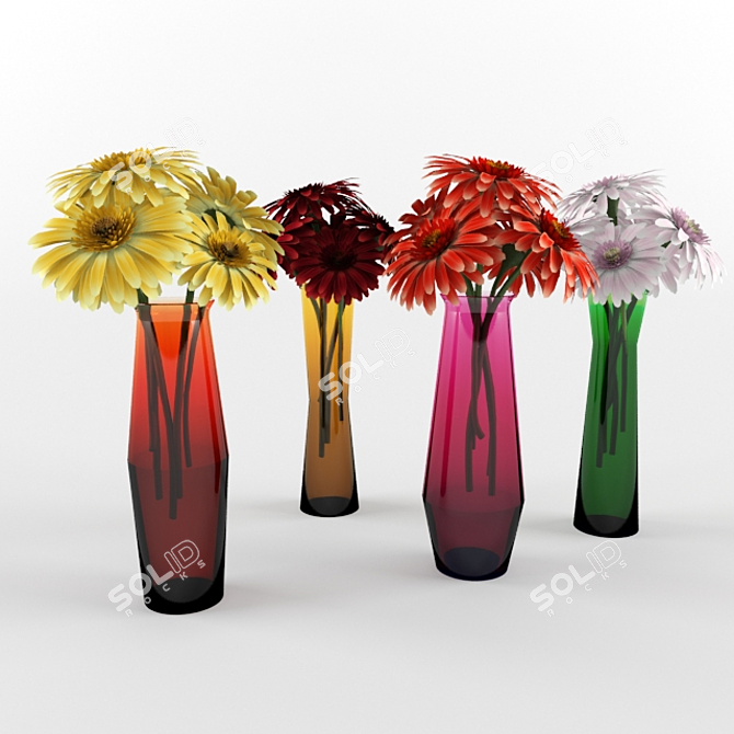 Vibrant Gerbera Bouquets 3D model image 1