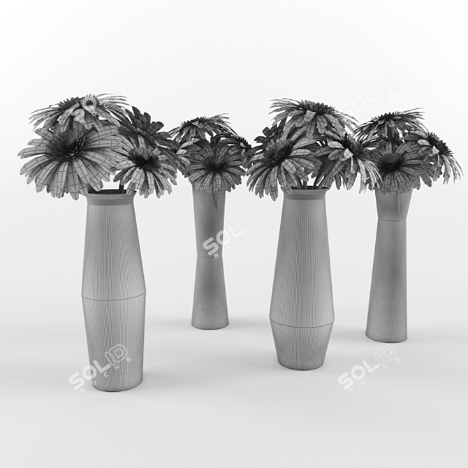 Vibrant Gerbera Bouquets 3D model image 2