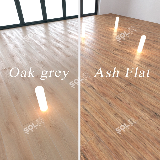 Oak Grey and Ash Flat: Seamless Floorboards 3D model image 1