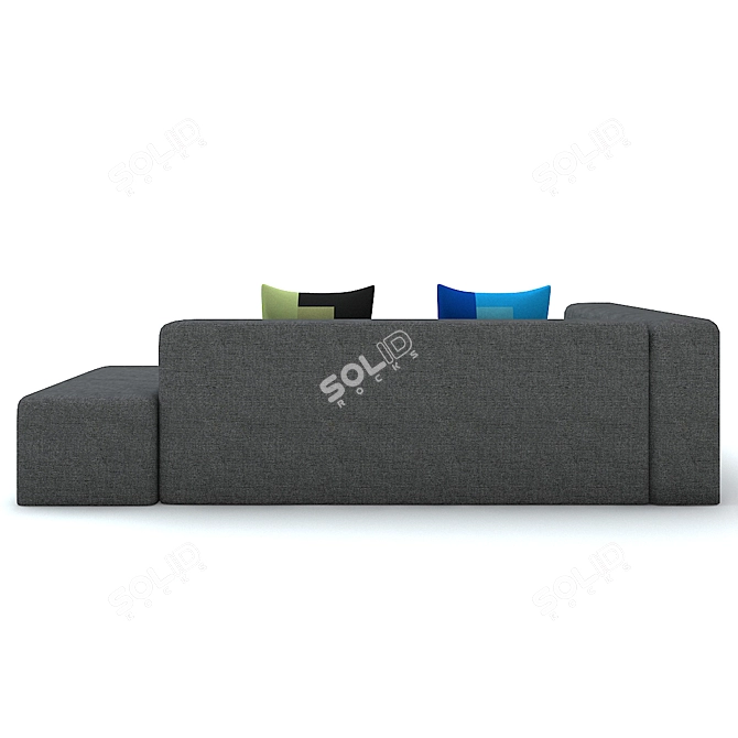 Sleek Black Modern Canvas Sofa 3D model image 2