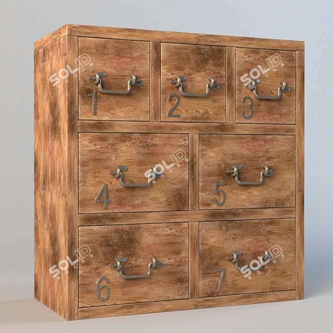 Modern 7 Drawer Blocky Home 3D model image 1