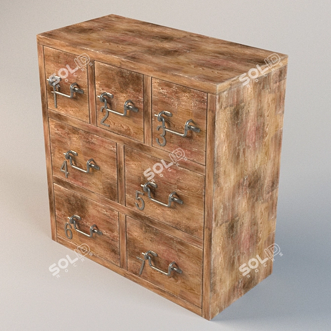 Modern 7 Drawer Blocky Home 3D model image 2