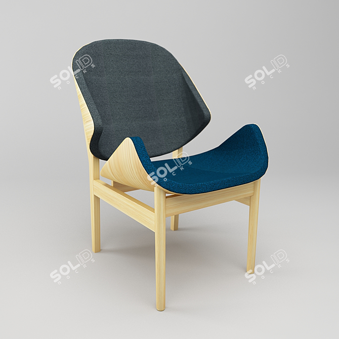 Rustic Wooden Chair 3D model image 1