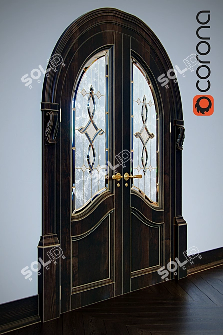 Elegant Arched Double Doors 3D model image 2