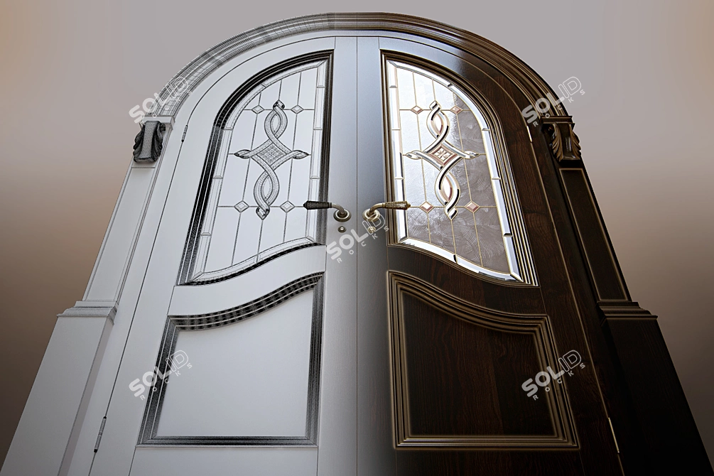 Elegant Arched Double Doors 3D model image 3