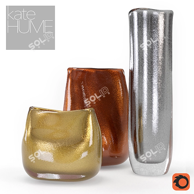 Elegant Metallic Amphore Vases 3D model image 1